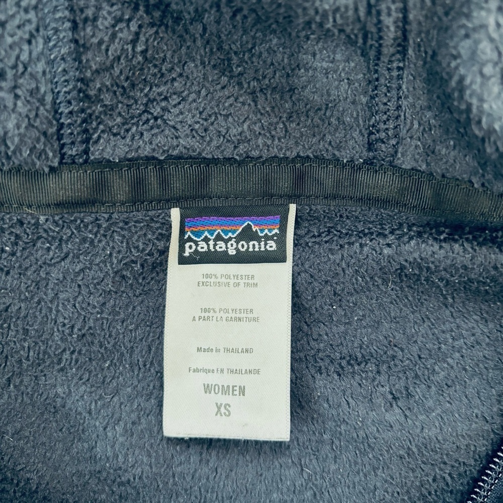 Patagonia Women XS dark navy full zip Long Sleeve hooded cozy soft fleece Jacket - Picture 9 of 16